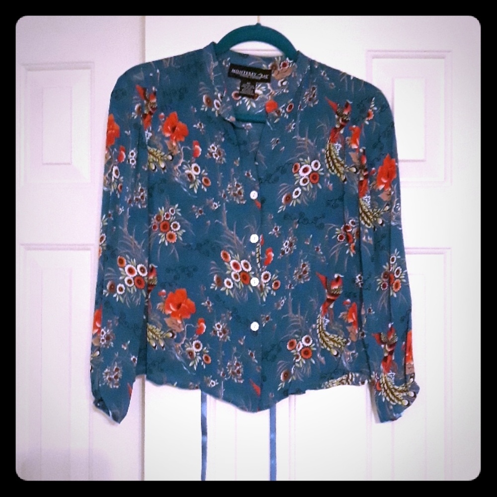 Monterey Bay Blue Patterned Blouse